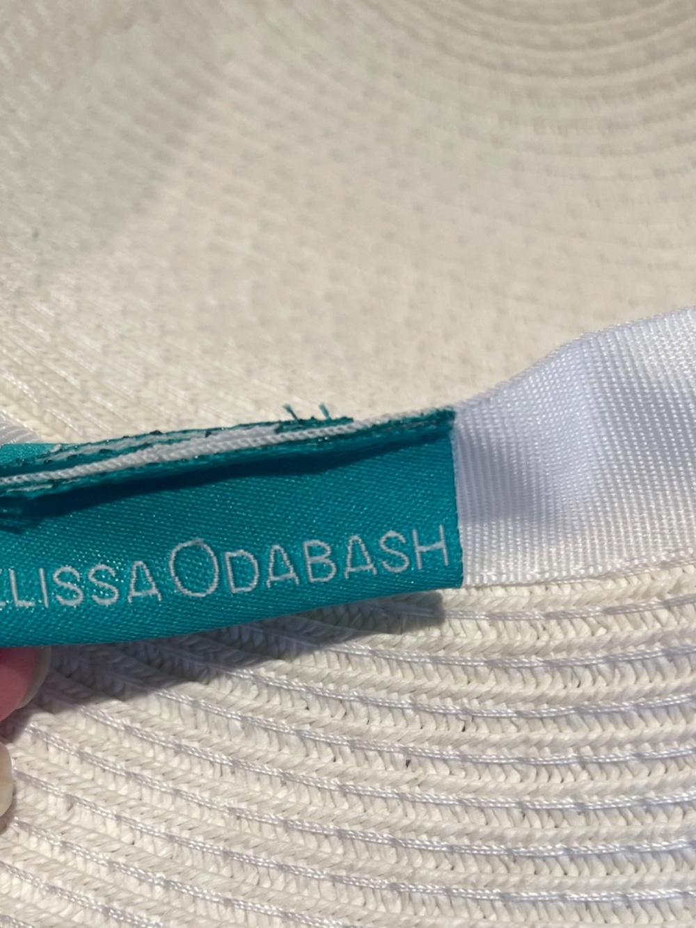 Melissa Odabash Jemima Floppy Wide Brim Hat, White and Tan Leather Trim - Picture 11 of 14